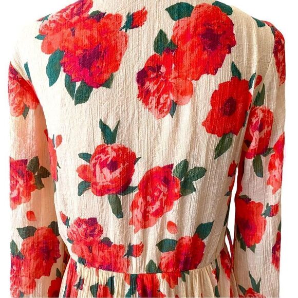 Floral Maxi Dress Orange Poppies Size Medium  Large - Picture 5 of 6